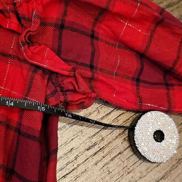 Red Plaid Ruffle Dress Lomg Sleeve Size L Wrangler Girls Excellent New Condition - Picture 7 of 11
